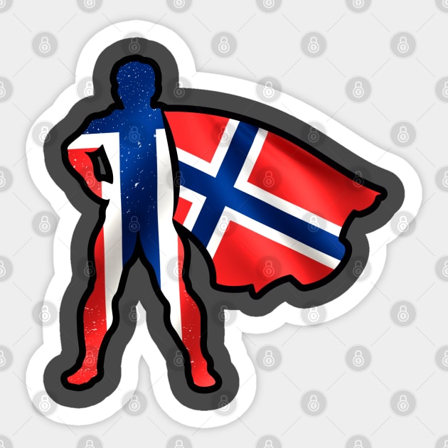 Norway Hero Wearing Cape of Norway Flag Brave and Hope Sticker by Mochabonk